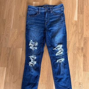 American Eagle Next Level Stretch Ripped Blue Jeans - Size 8 Long